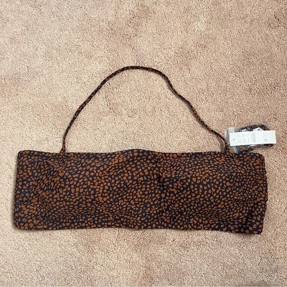 NWT! J. Crew Spot-On Print Bandeau Bikini Top in Navy Pecan. Size 2X - Picture 2 of 13